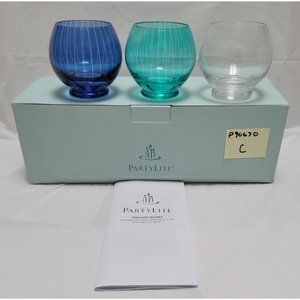 New PartyLite P90670 Santorini Tealight Trio - Set of 3 - Blue, Green, Clear (C)